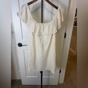Aerie Off-Shoulder Cream Gauze Summer Dress Beachy Boho